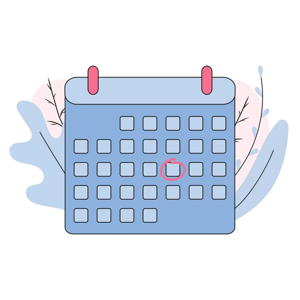 Kalender Mit Kreis Flach Cartoon Symbol Datum Feiertag Wichtige Tageskonzepte — Stockvektor