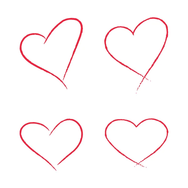 Ορισμός Χέρι Doodle Ζωγραφισμένα Κόκκινες Καρδιές Απομονώνονται Λευκό Φόντο Διάνυσμα — Διανυσματικό Αρχείο