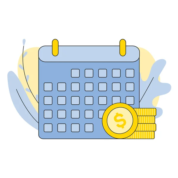 Kalendersymbol Mit Münzen Vektor Illustration Wiederkehrende Bezahlung Und Monatlicher Zahltag — Stockvektor