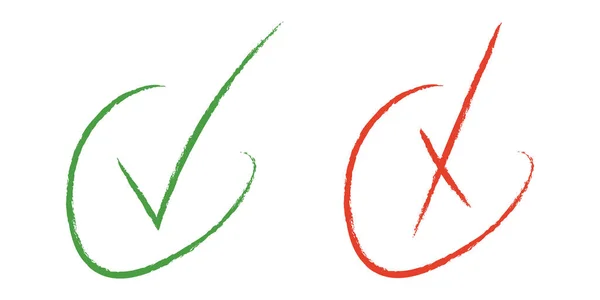 Marca Verificación Cruz Icono Plano Conjunto Comprobar Bien Marcas Voto — Archivo Imágenes Vectoriales