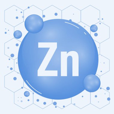 Zinc, Zn minerals for health. Mineral vitamin complex. Medical and dietary supplement health care concept. Zinc vector illustration