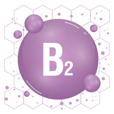 Vitamin B2 shining pill capcule icon. Vitamin complex with chemical formula, group B, riboflavin. Shining substance drop. Meds for heath ads. Vitamin vector illustration