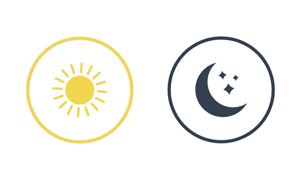 Und Symbol Morgens Und Abends Sonne Und Mond Vektorflache Illustration — Stockvektor