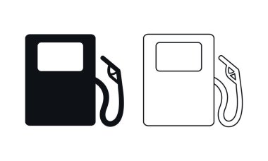 Yakıt, benzin, şarj istasyonu ikonu hazır. Yakıt deposu koleksiyonu. Vektör düz resimleme