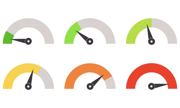 Deska Rozdzielcza Kolorowe Ikony Prędkościomierza Zestaw Znak Wskaźnika Wydajności Szybki — Wektor stockowy