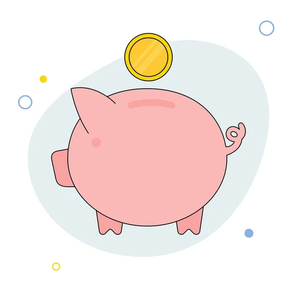 Piggy Bank Monetą Dolarową Wektor Płaska Ilustracja — Wektor stockowy