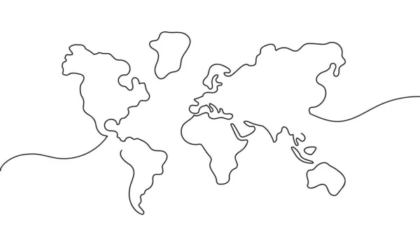Συνεχές Σύμβολο Σχεδίασης Γραμμής Γης World Map One Line Art Διάνυσμα Αρχείου