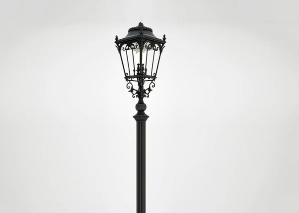 street lamp post on isolated white background. front view,