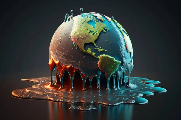 Melting dripping planet Earth climate warming concept