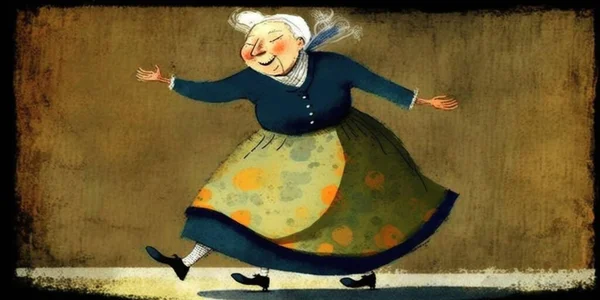 cheerful happy old woman dancing