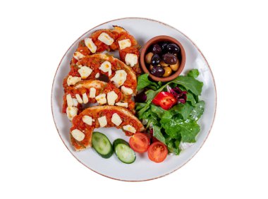 plate of crispy bagels on an isolated white background