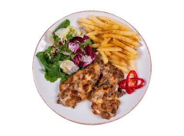 chicken with demi glace sauce, top view