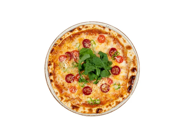 Pizza Isolated White Background Top View — Zdjęcie stockowe