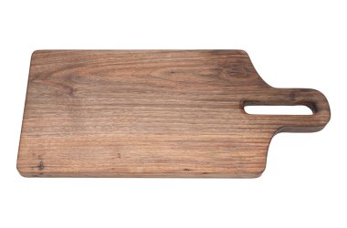 İzole edilmiş beyaz arkaplanda tahta kesme tahtası