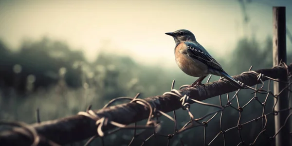 barbed wire fence bird freedom concept