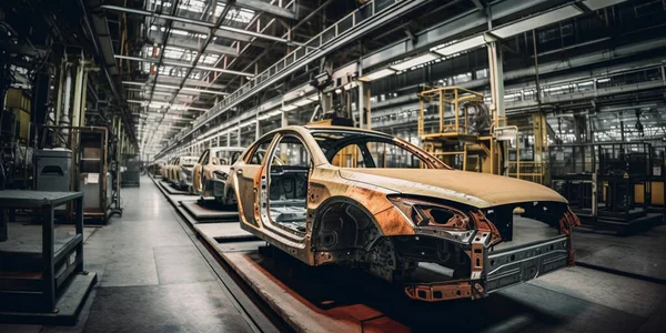 Photo of automobile production line welding car body modern car assembly plant auto industry