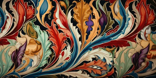 Turkish ebru art tulip pattern