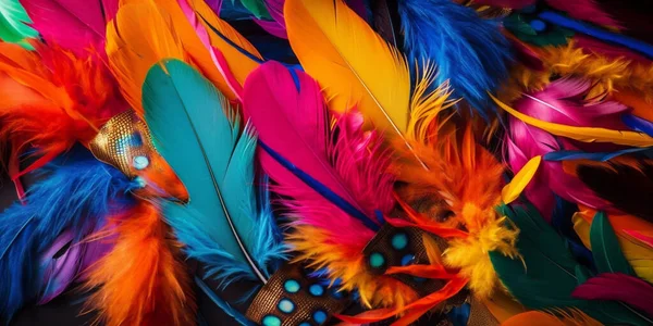 colorful feathers for carnival composition