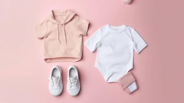 Pink baby clothes and a pink sweater for a girl