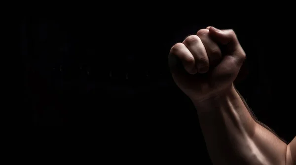 fist in front of black background