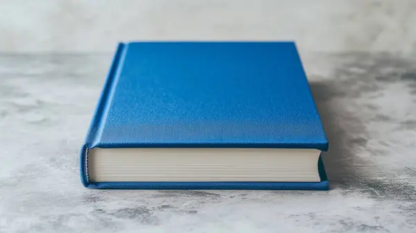top view blue color book cover, clean white background,