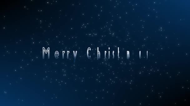 轻飘飘的圣诞动漫信件和飘落的雪花背景 在深蓝色和黑色的背景上飘扬着粒子 作为庆祝神圣的前夜或神圣的夜晚的圣诞祝福 — 图库视频影像