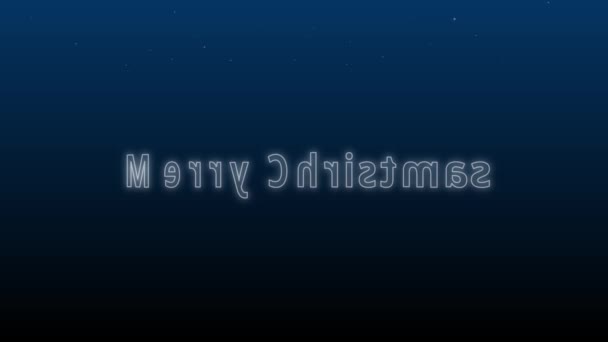 Светящиеся Веселое Рождество Анимированными Письмами Падающие Снежинки Фон Темно Синем — стоковое видео