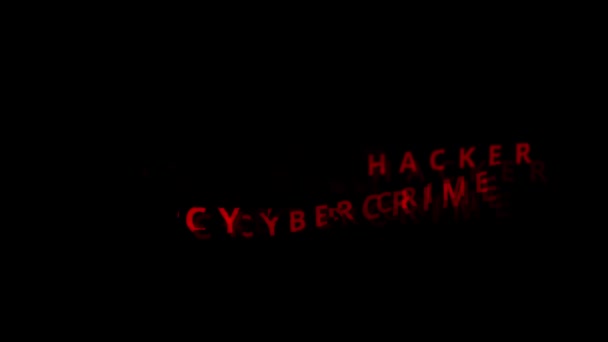サイバー犯罪や詐欺保護のためのレタリングのグリッチやデータセキュリティ侵害やシステム障害の危険概念の安全性を保護するフィッシングハッカー攻撃を持つプロのItセキュリティワードクラウド — ストック動画