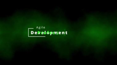 SCRUM ustaları için çeviklik terimleri ile profesyonel çevik geliştirme kelime bulutu ve birikmiş işlemler için çevik koçlar ve proje kavramsal etiketler teknik karmaşa