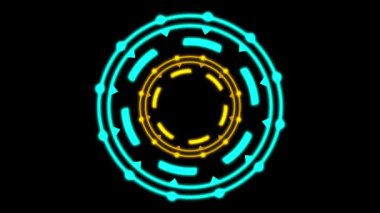 Animated glowing circles as retina scan for biometric identification technology and restricted access protection with biometric password shows futuristic security mechanism fail and granted access