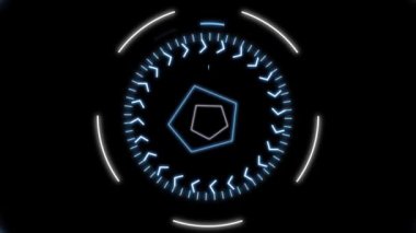 Animated hud retina scanner with blue circles and white circles shows high-tech for science fiction or cyberspace with futuristic shapes and rotating circles as head-up display interface for analyzing