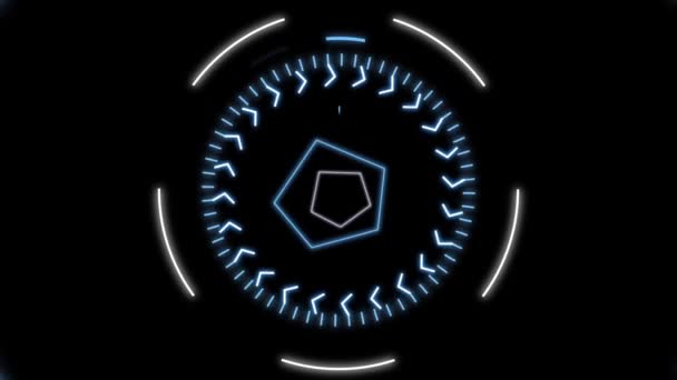 Анимационный Гигантский Сканер Сетчатки Глаза Синими Кругами Белыми Кругами Показывает — стоковое видео