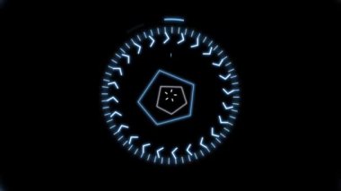 Animated hud retina scanner with blue circles and white circles shows high-tech for science fiction or cyberspace with futuristic shapes and rotating circles as head-up display interface for analyzing