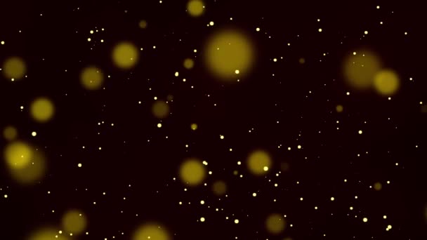 Дождь Частиц Золотой Пыли Абстрактный Фон Праздничными Блестками Размытыми Светящимися — стоковое видео
