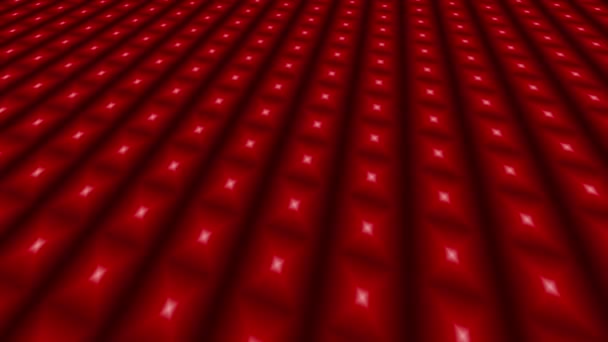 带脉动正方形的动画抽象红色背景3D幻象在红色纹理背景的阴影下闪烁着模糊的光芒 具有现代分形形状网格的未来主义数字墙纸 — 图库视频影像