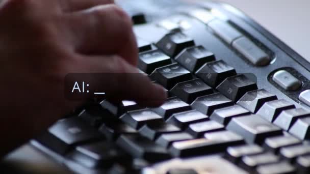 Mężczyzna Ręka Palce Wpisując Monit Kontakt Sztuczna Inteligencja Czat Bot — Wideo stockowe