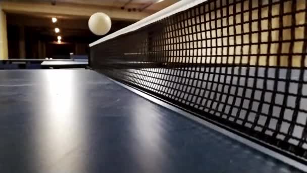 Slow Motion Table Tennis Table Table Tennis Net Close View — Stock Video