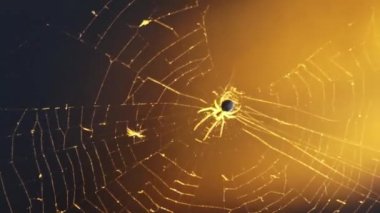 Orbweaver ya da neon ışıklı bahçe örümcekleri, örümcek ağları ve uçan böceklerle turuncu şehir gecesini gösterirler örümcekleri örümcekleri ören örümcekleri, örgü ören turuncu ışıklı yırtıcı hayvanları avlarlar.