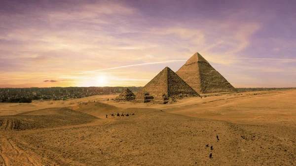 Csodálatos Kilátás Nyílik Gízai Piramisokra Kairóban — Stock Fotó