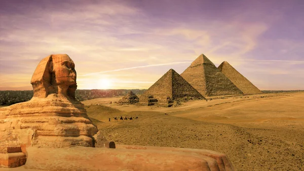 Magnífica Vista Las Pirámides Giza Cairo — Foto de Stock