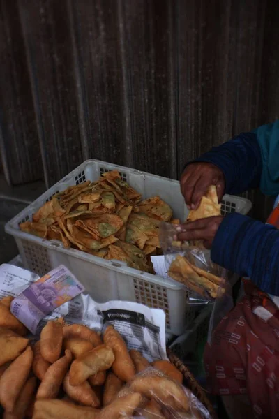 Compra Venda Alimentos Fritos Mercado — Fotografia de Stock