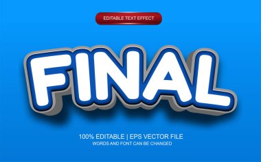 Beyaz ve mavi arkaplanlı son metin efekti.