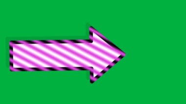 Color direction arrow to the right straight. The light shines and glows on a green background.