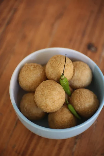 Tahu Pong Είναι Ένα Είδος Κούφια Τηγανητά Tofu Τηγανητά Tofu — Φωτογραφία Αρχείου