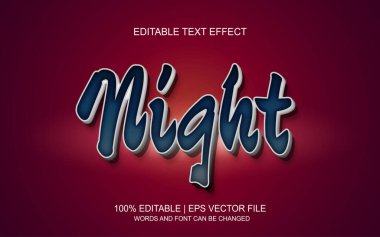 Gece 3d metin efekti düzenlenebilir.