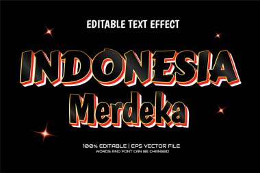 Endonezya 'nın bağımsızlık günü için 3d düzenlenebilir metin efekti