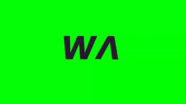 Yeşil ekran arkaplanlı WA animasyon logosu