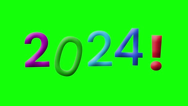 New Year 2024 Welcome Greeting Green Sceen — Stock Video