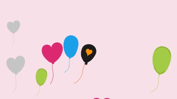 Horkovzdušné Balónky Létající Prostém Pozadí Pro Oslavu Nového Roku — Stock video