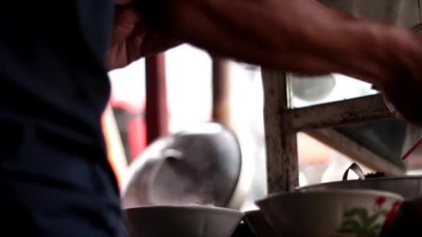 Foco Seletivo Mie Ayam Ayam Bakmi Ayam Indonésio Para Frango — Vídeo de Stock
